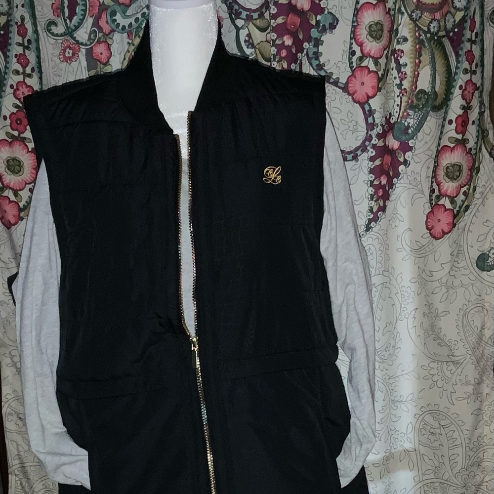 NWT EP New York XL Black Quilted Snake Skin print Golf Tennis Vest Gold Zipper